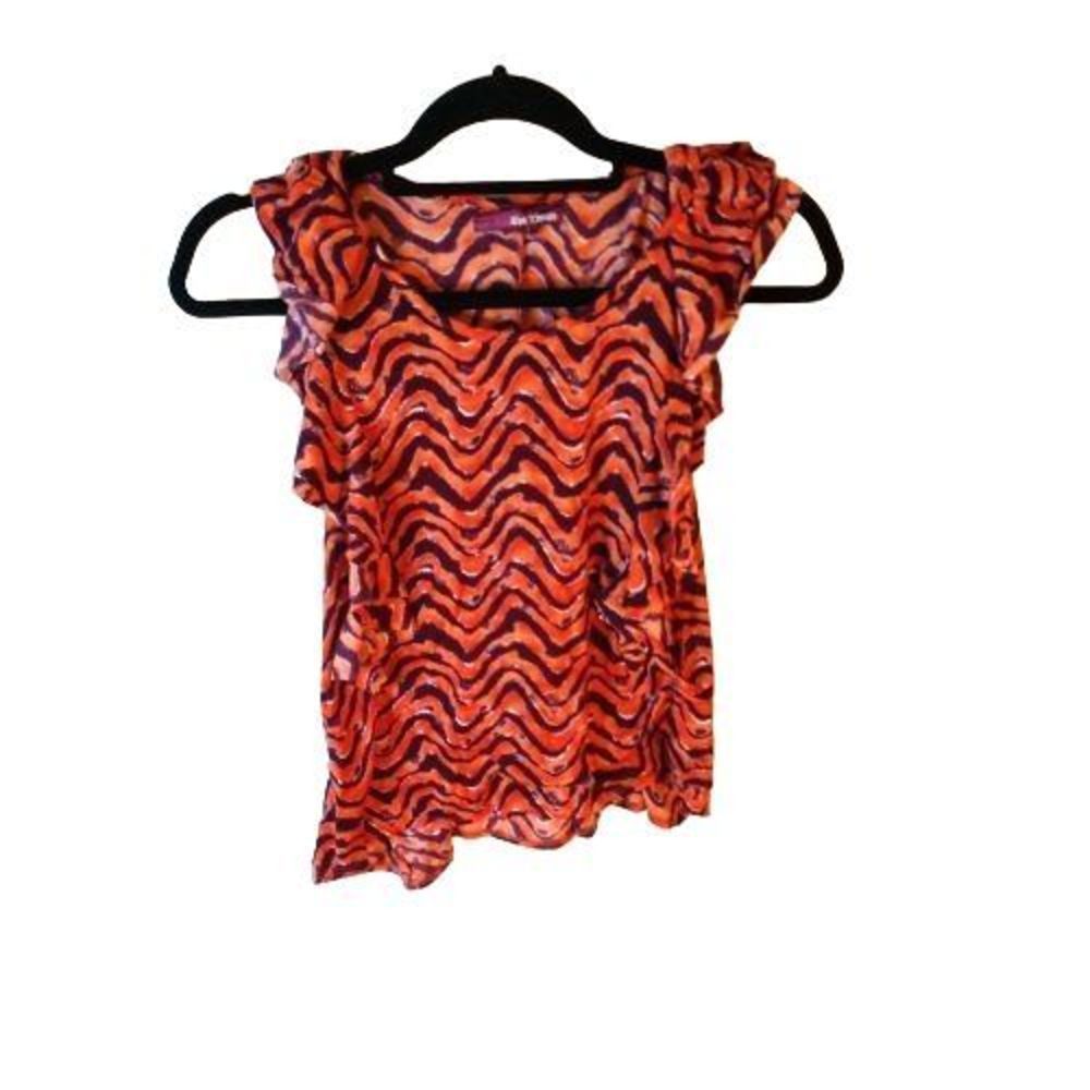 Epic‎ Threads Tiger Stripe Blouse Orange Black Women's Size Small